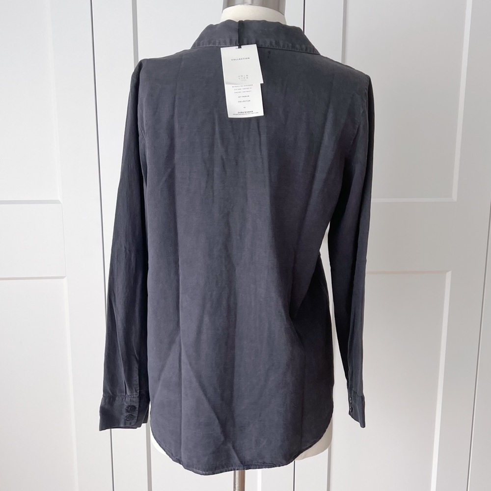 ZARA Black Button Down Popover Shirt sz. XS - Picture 3 of 3